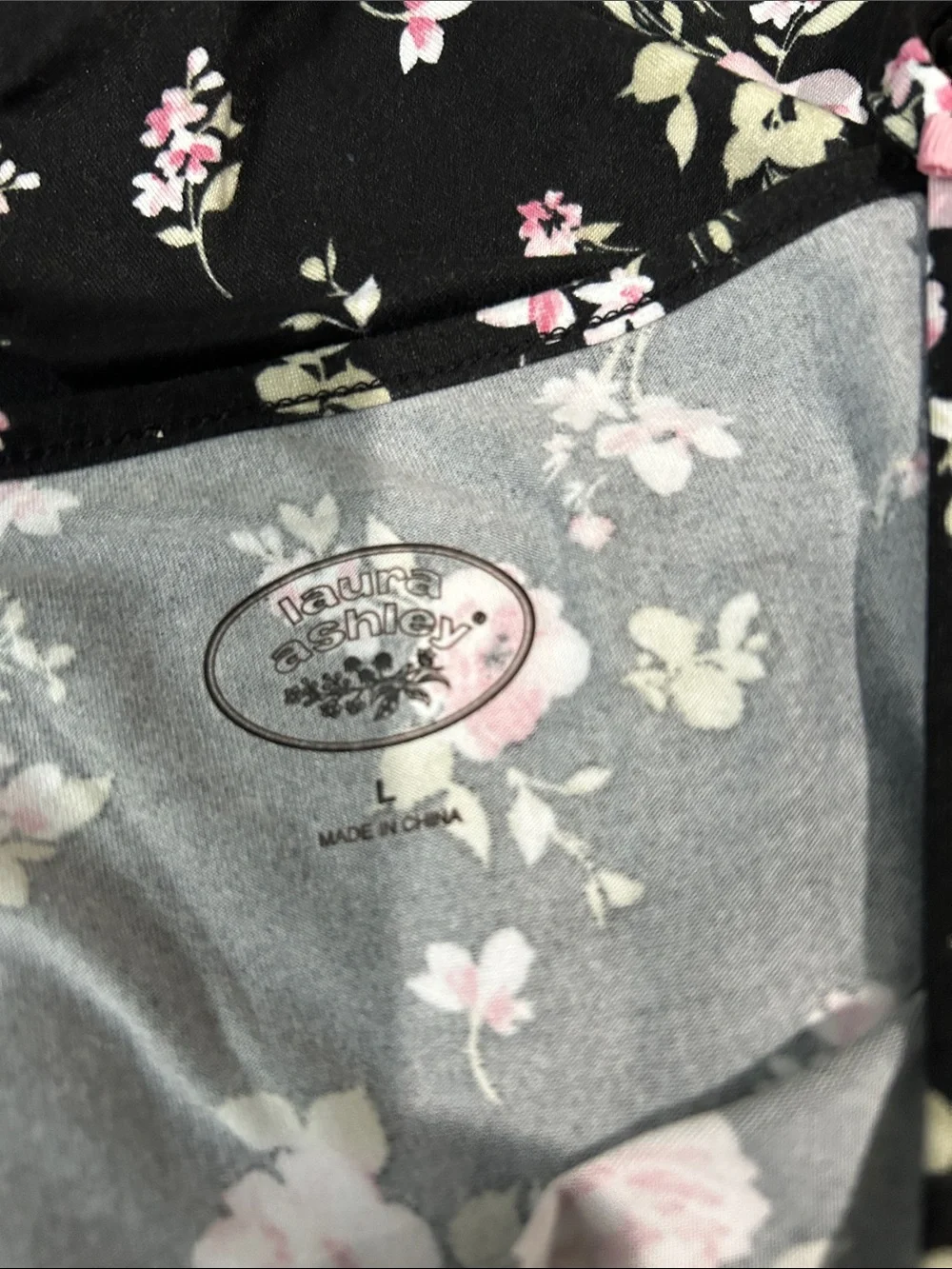 3 piece Laura Ashley Black Floral Cami & Shorts Pajama Set - Pink Roses